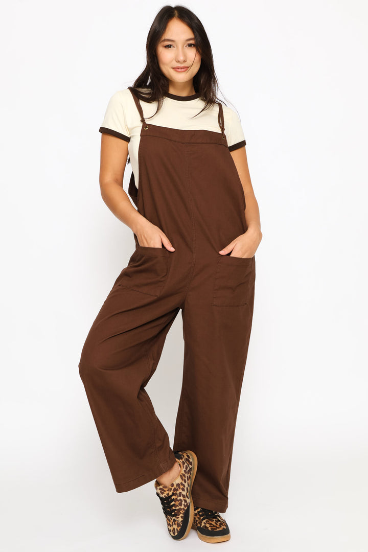 Wash Pocket Jumpsuit - Chocolate
