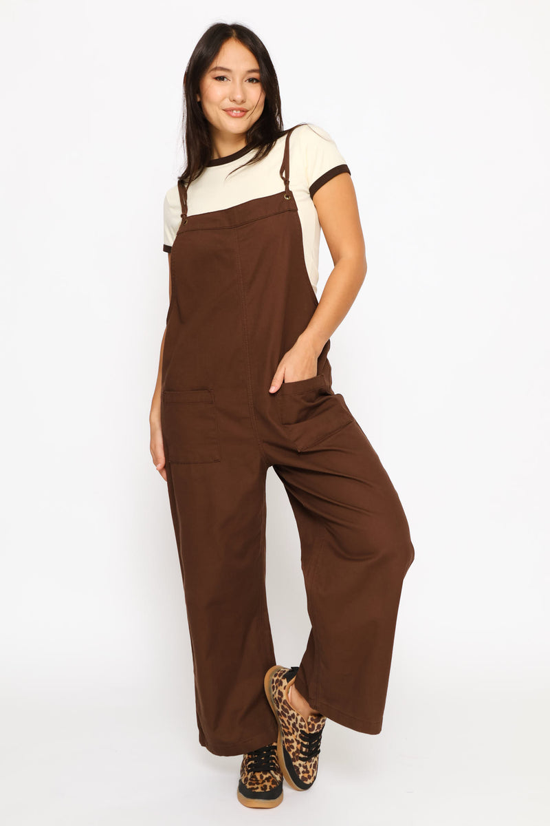 Wash Pocket Jumpsuit - Chocolate