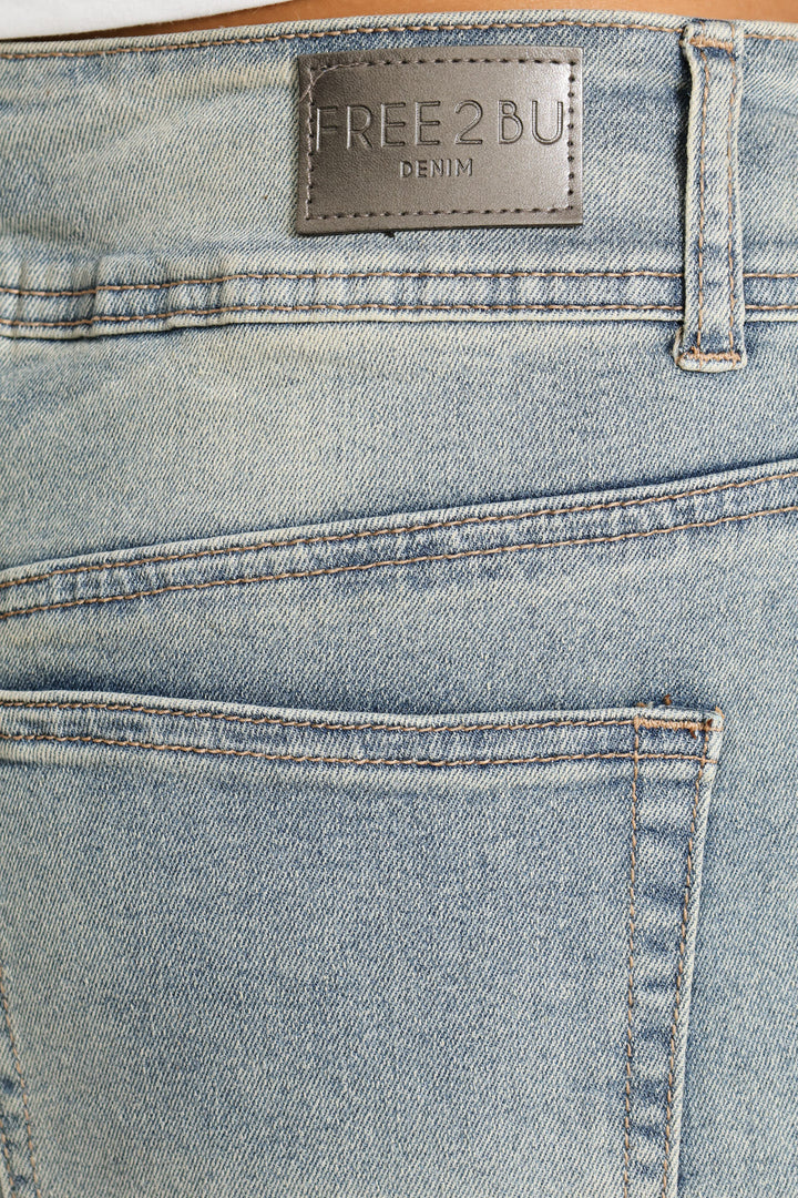 Micro Mini Denim Skirt - Mid Wash