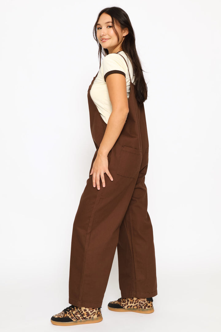 Wash Pocket Jumpsuit - Chocolate