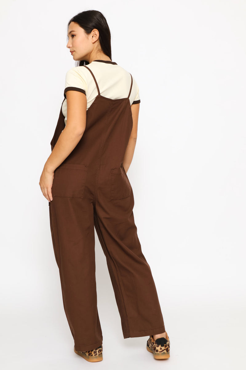Wash Pocket Jumpsuit - Chocolate