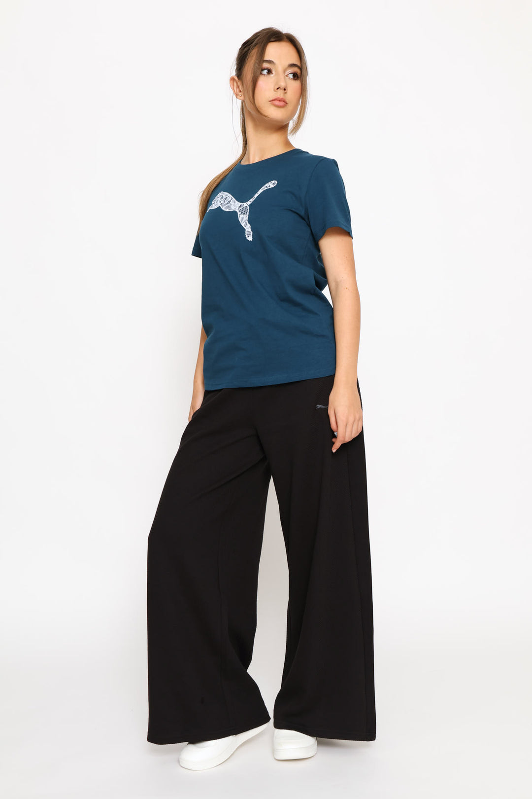 Graphics Lace Cat Tee - Petrol