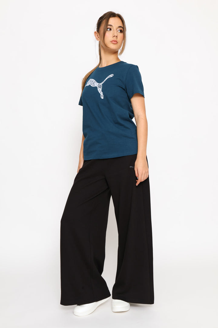 Graphics Lace Cat Tee - Petrol