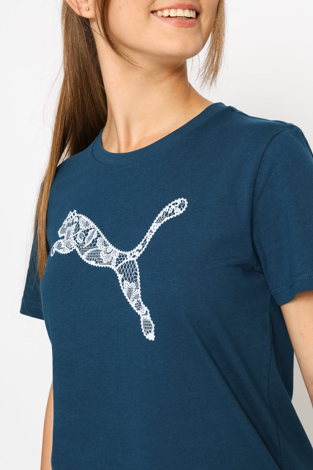 Graphics Lace Cat Tee - Petrol