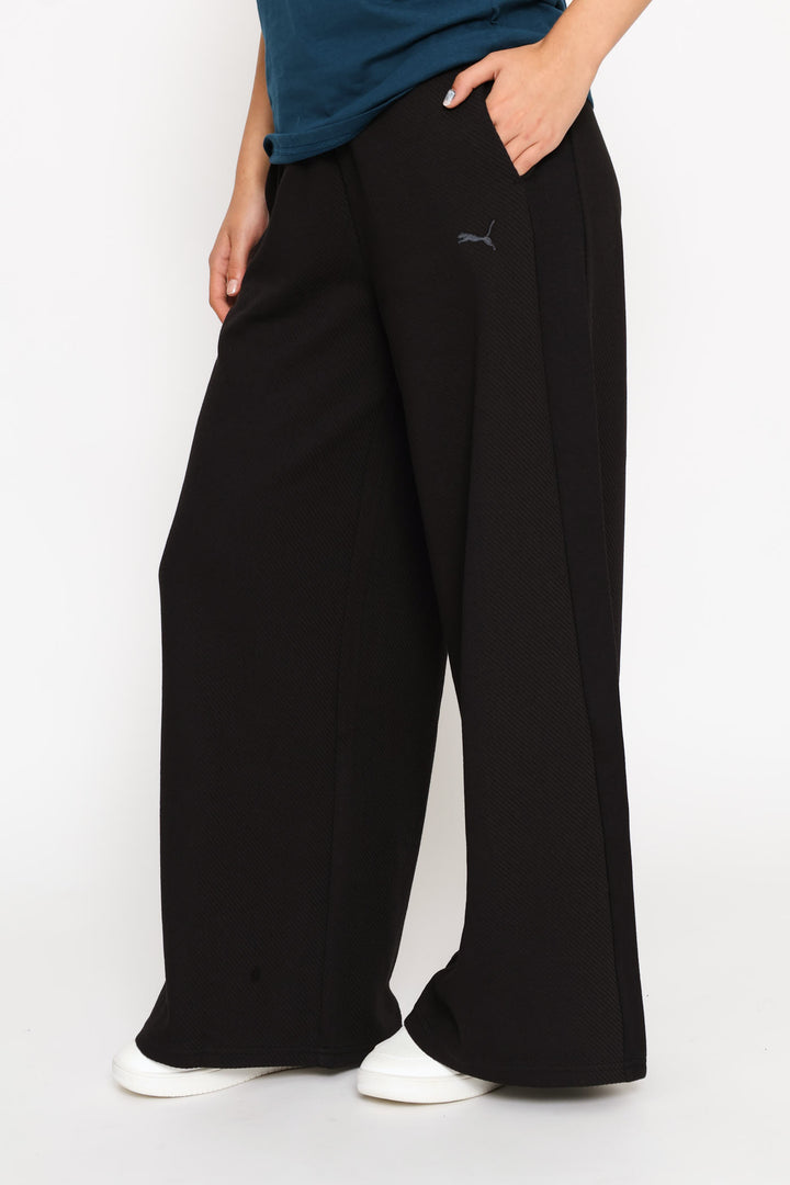 Class Relaxed Wide Leg Pants - Black