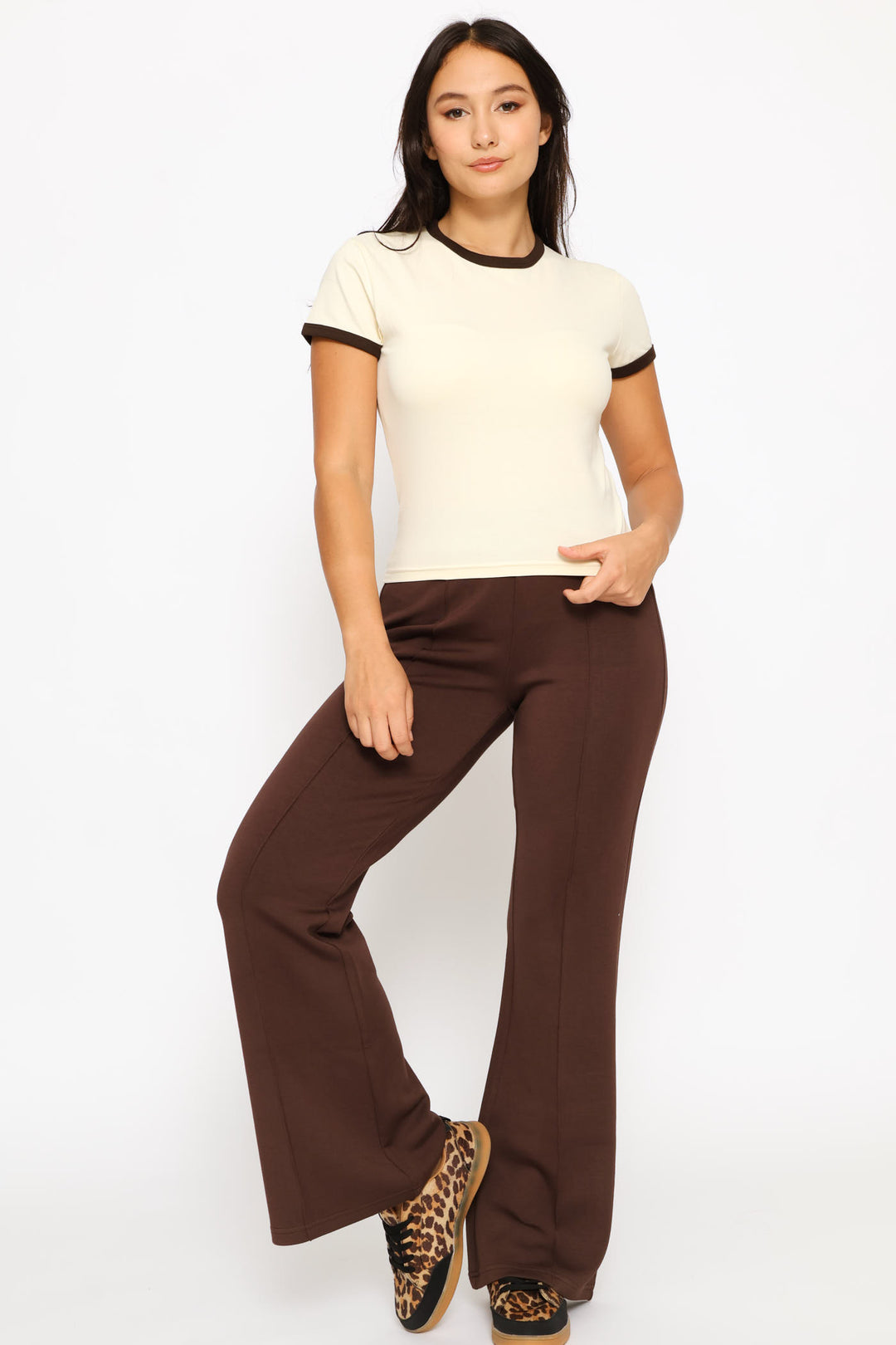 Soft Touch Flare Leg Pant - Chocolate