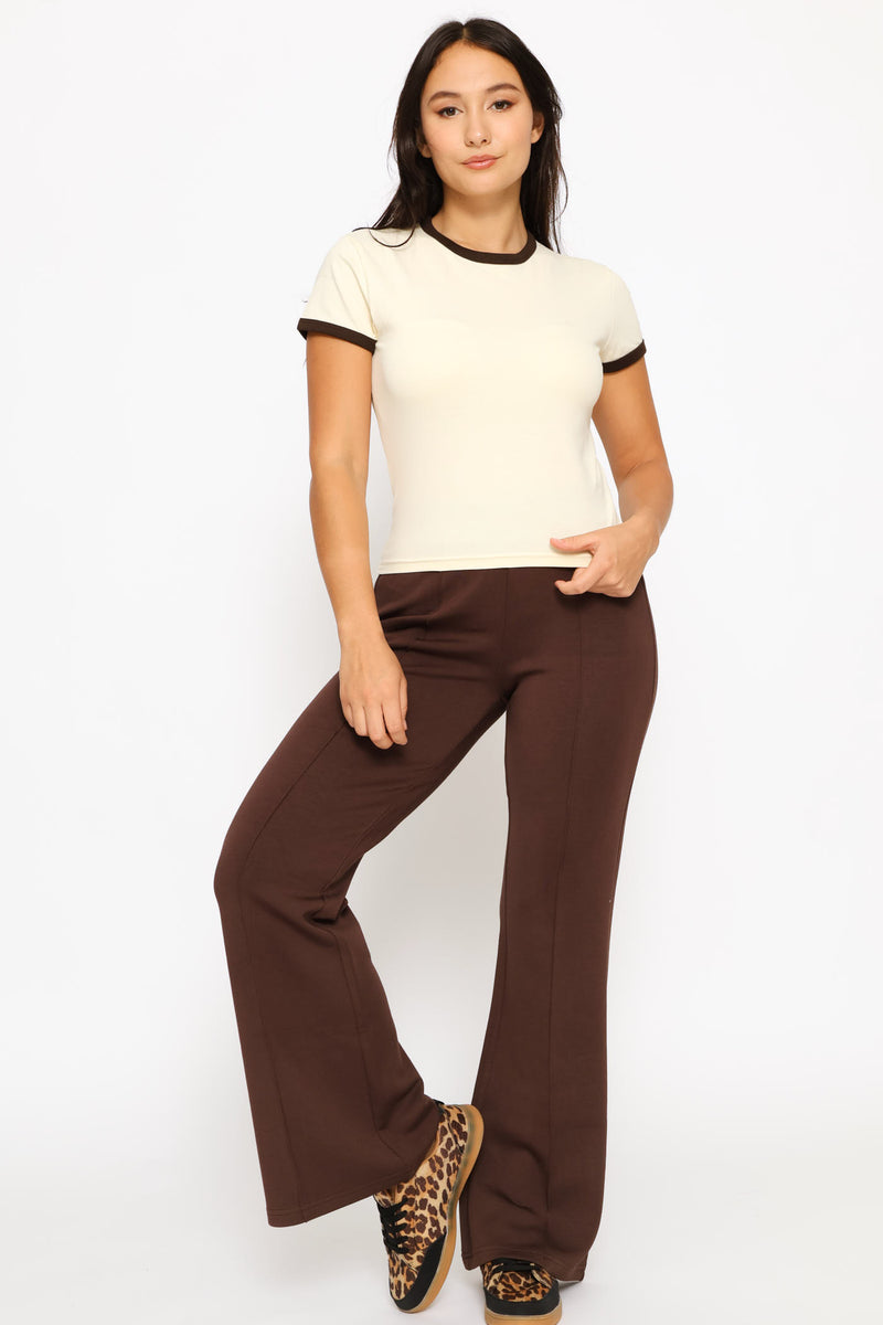 Soft Touch Flare Leg Pant - Chocolate