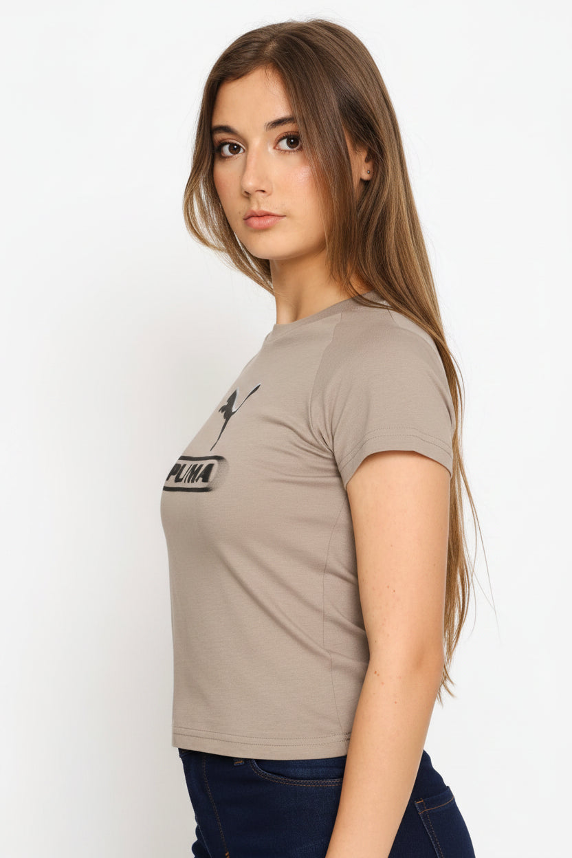Sport Slim Graphic Tee - Stone Grey