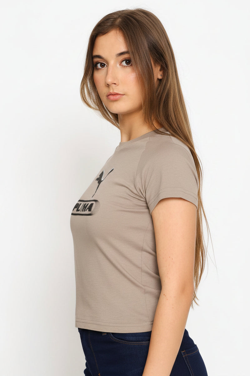 Sport Slim Graphic Tee - Stone Grey