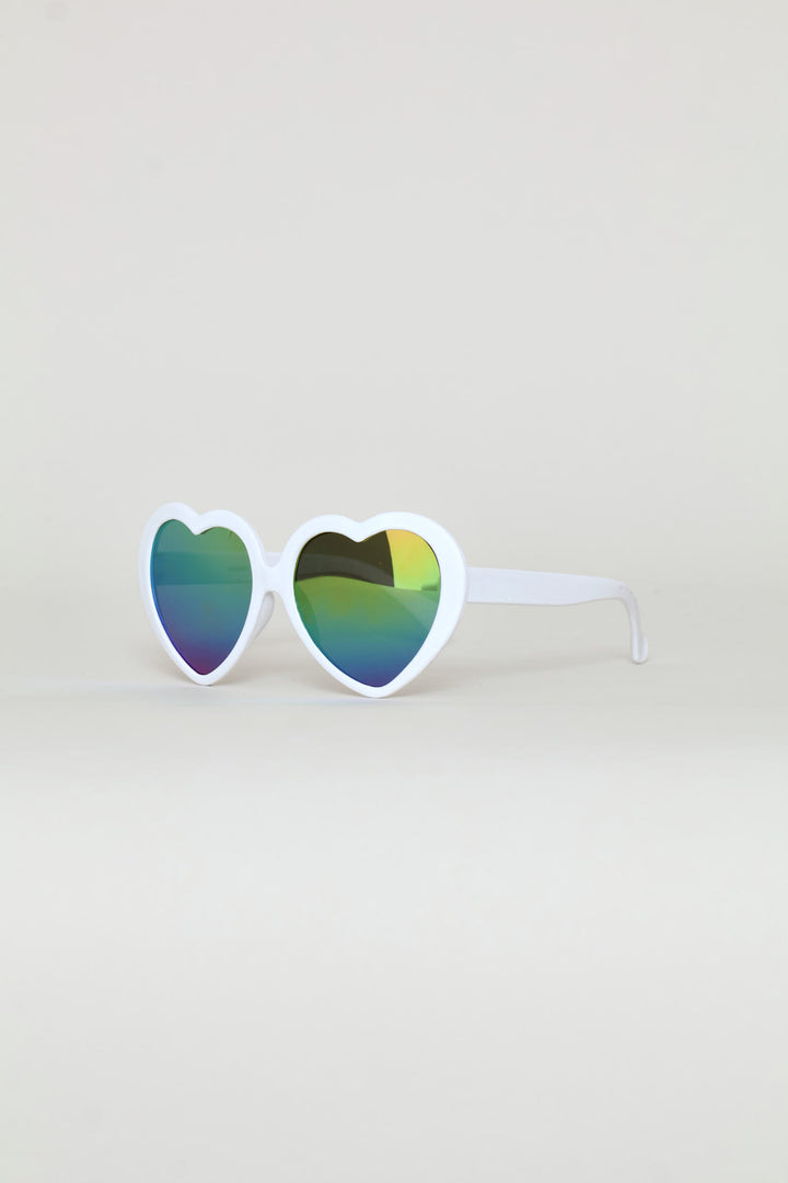 Girls Shiny Rainbow Ombre Sunglasses - White