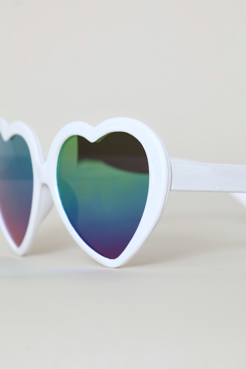 Girls Shiny Rainbow Ombre Sunglasses - White