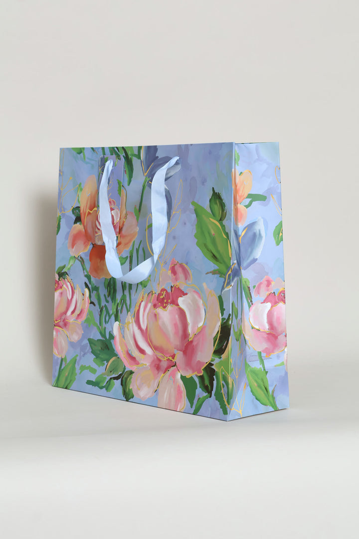 Gold Foil Floral Watercolour Gift Bag - Light Purple