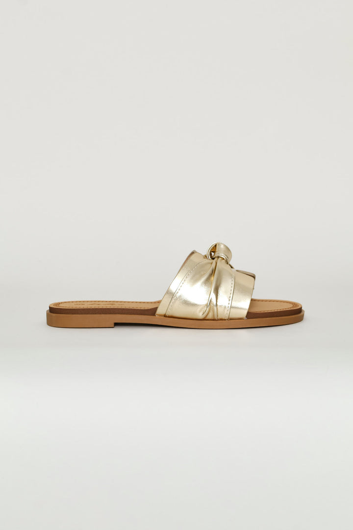 Bow Detail Mule Sandal - Gold