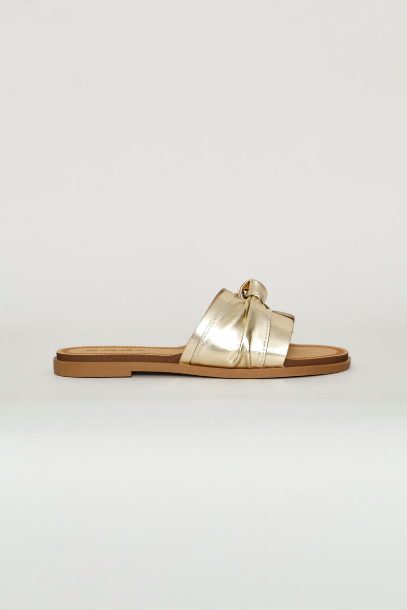 Bow Detail Mule Sandal - Gold
