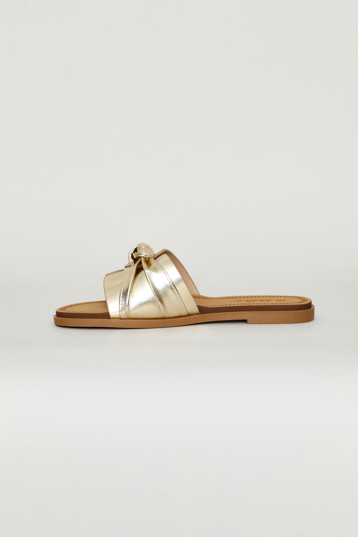 Bow Detail Mule Sandal - Gold