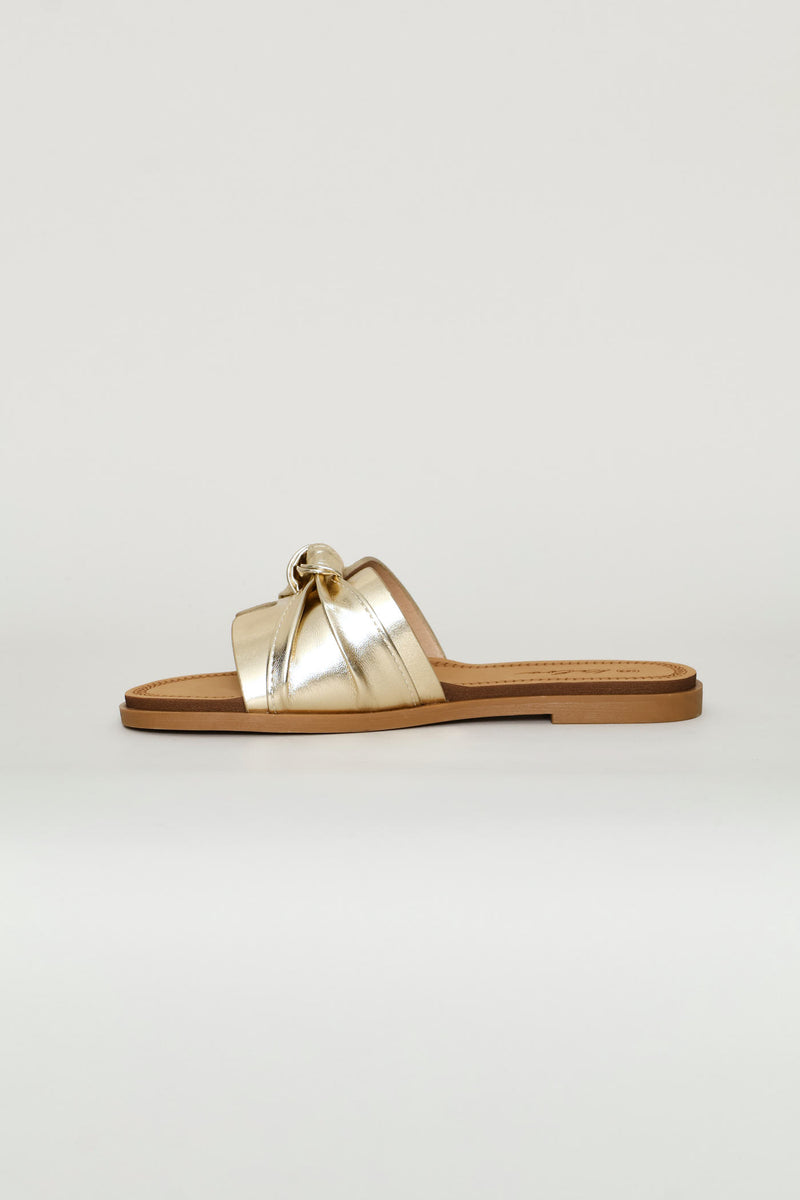 Bow Detail Mule Sandal - Gold