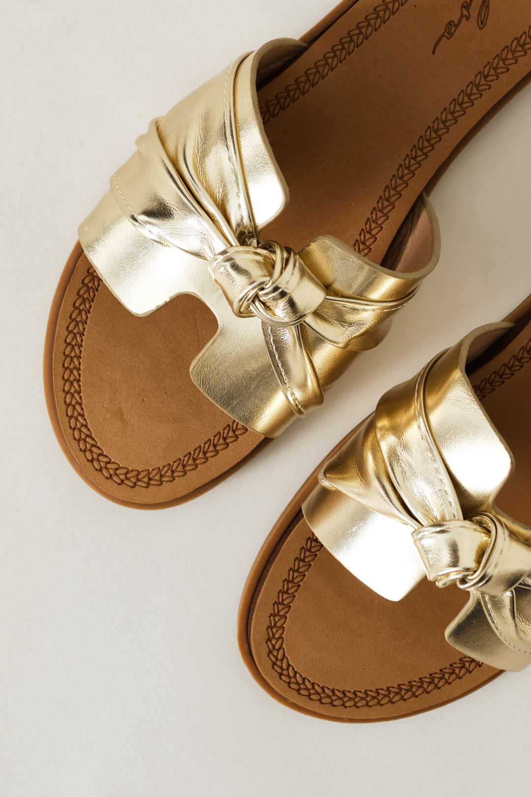 Bow Detail Mule Sandal - Gold