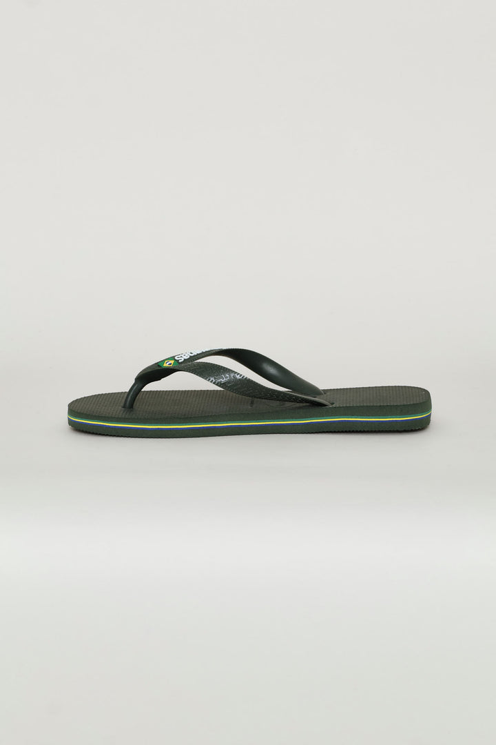 Brazil Logo & Word Flip Flop - Olive