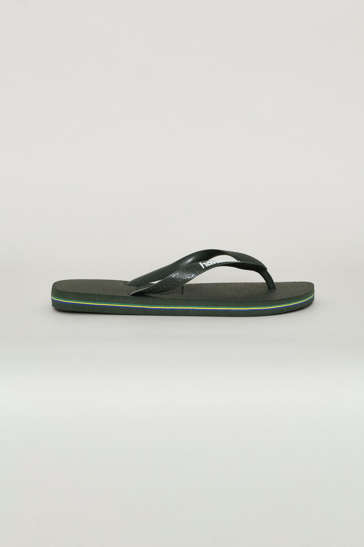 Brazil Logo & Word Flip Flop - Olive