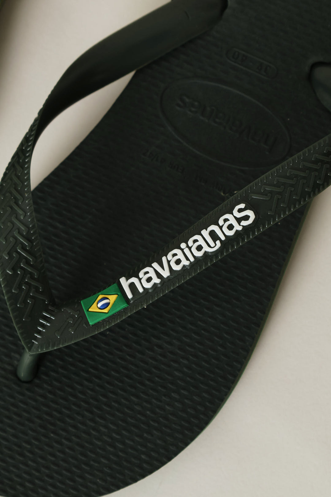 Brazil Logo & Word Flip Flop - Olive