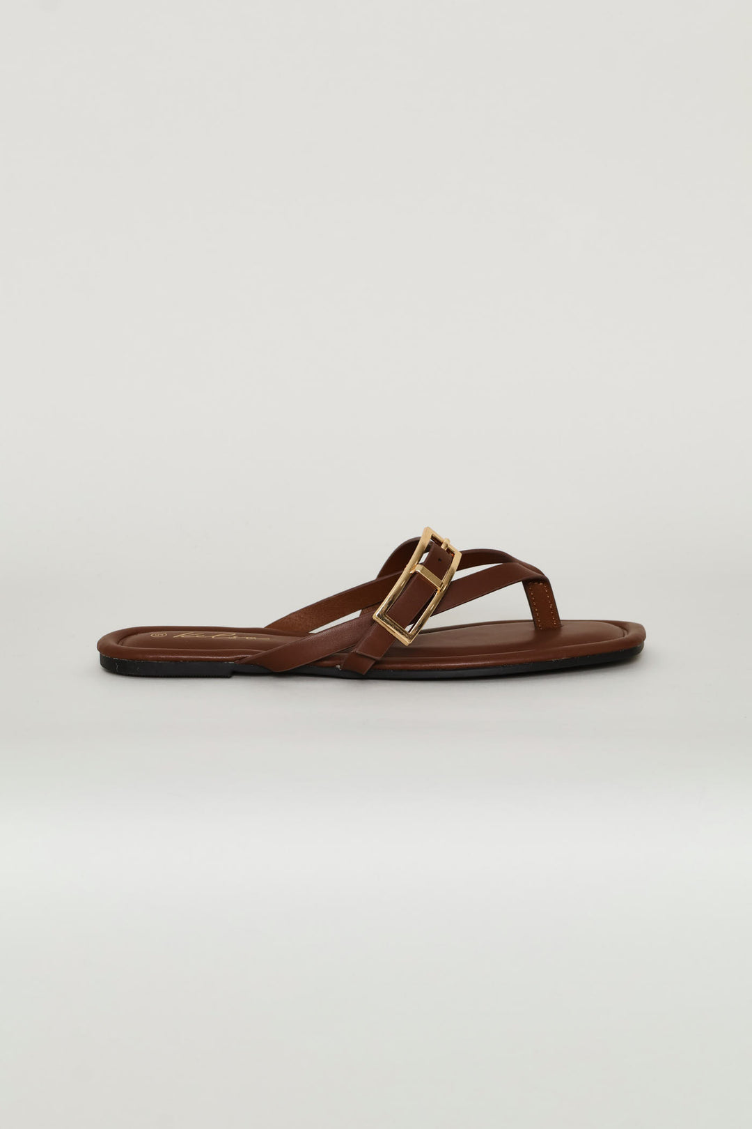 Buckle Strap Thong Sandal - Chocolate