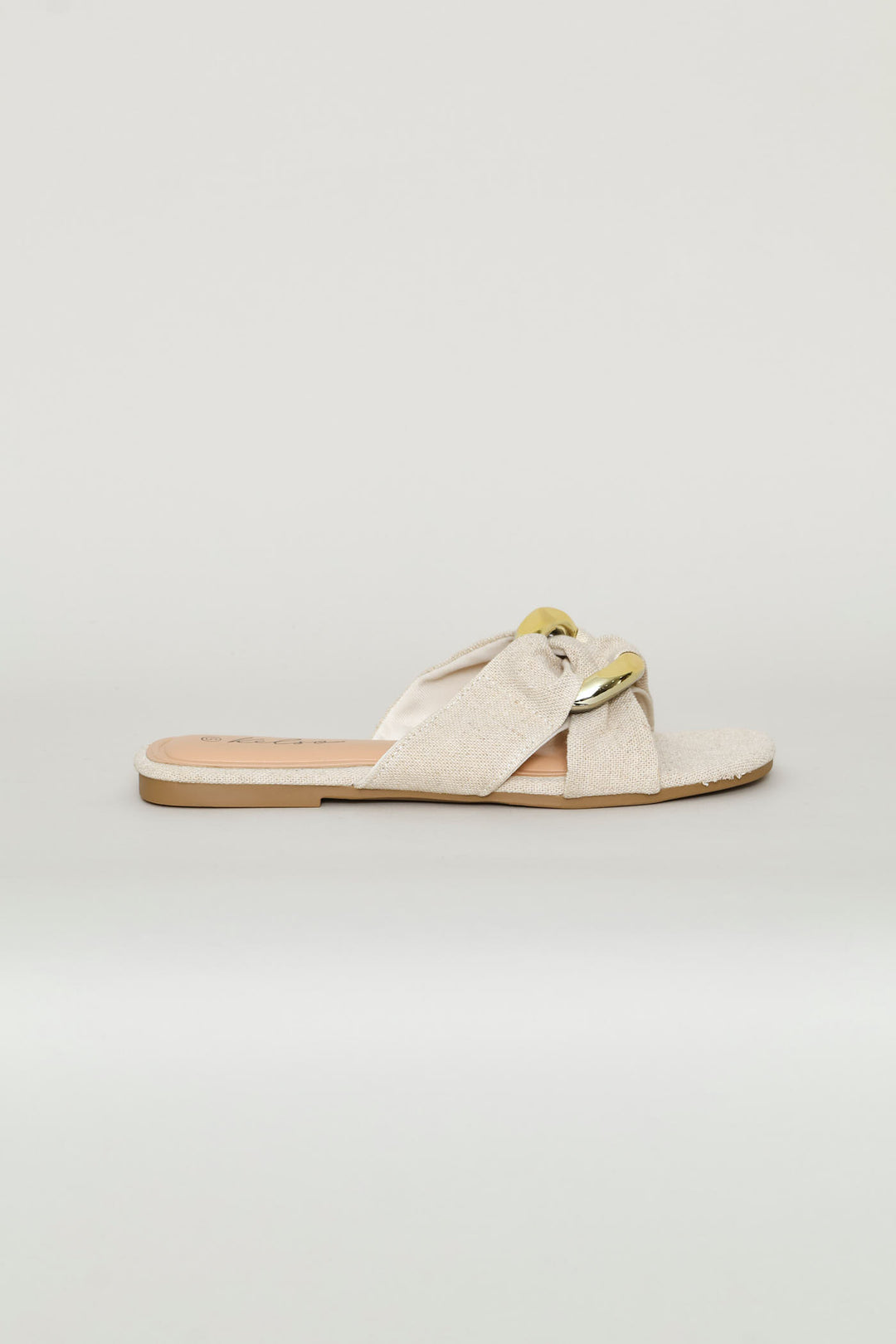 Raffia Trim Crossstrap Sandal - Off White