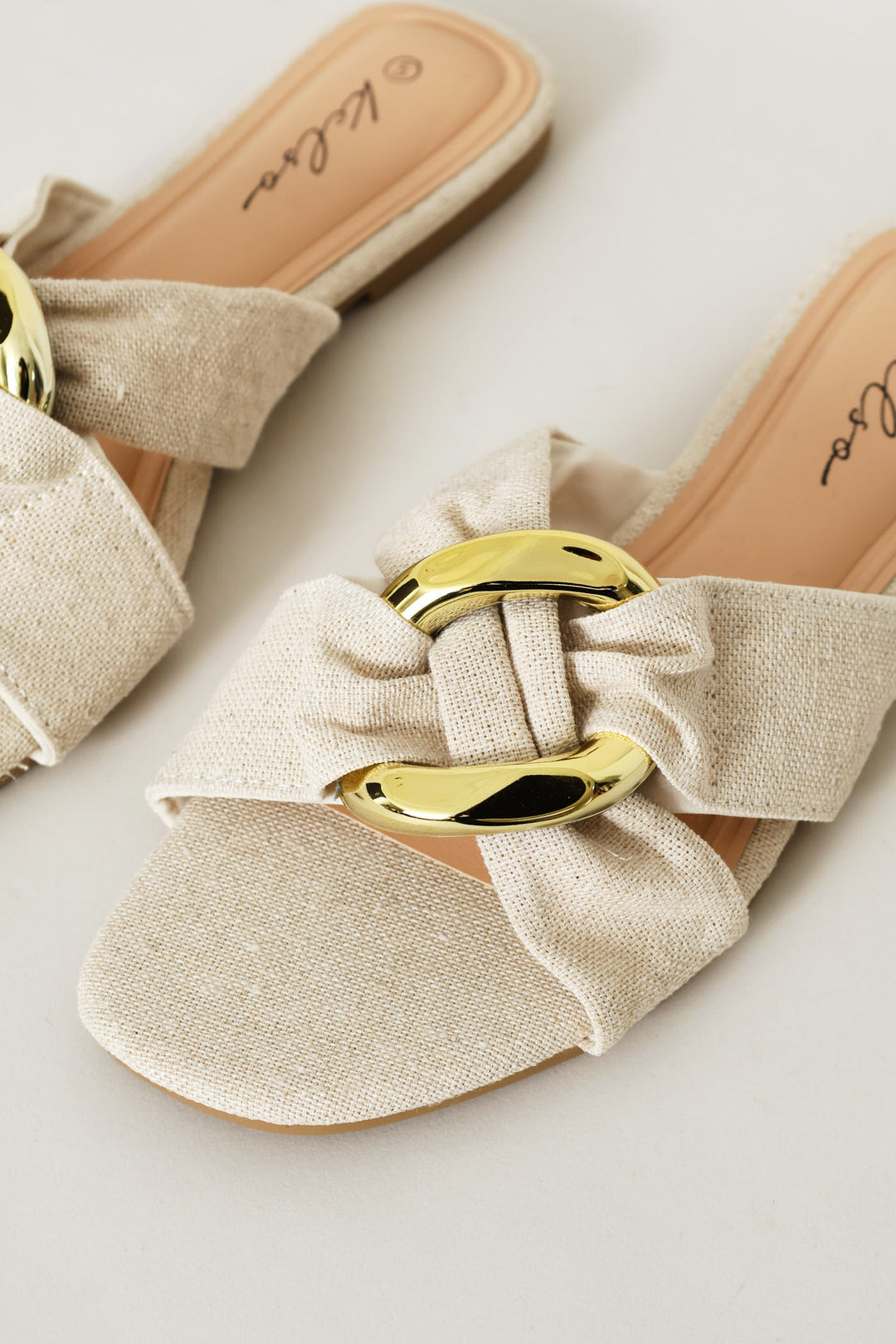 Raffia Trim Crossstrap Sandal - Off White