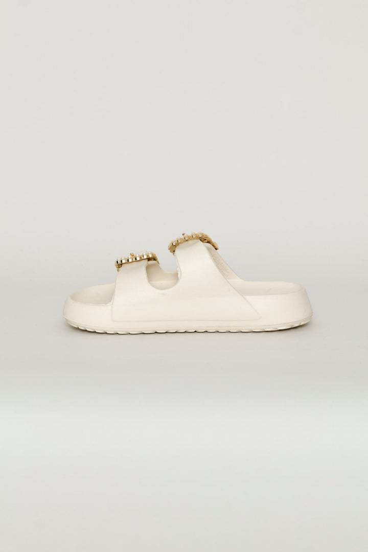 Girls Embellished Moulded Health Sandal - Stone