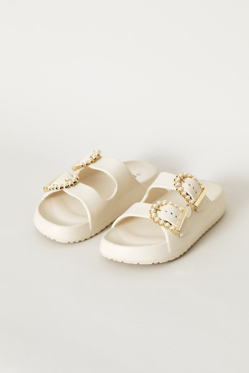 Girls Embellished Moulded Health Sandal - Stone