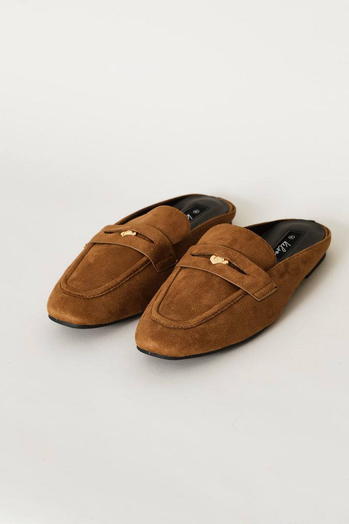 Trim Detail Microfibre Mule Loafer - Tan