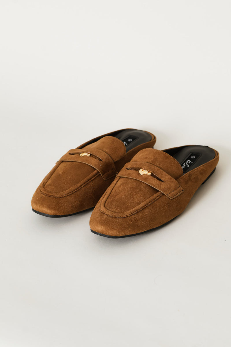 Trim Detail Microfibre Mule Loafer - Tan