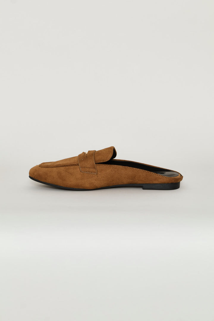 Trim Detail Microfibre Mule Loafer - Tan