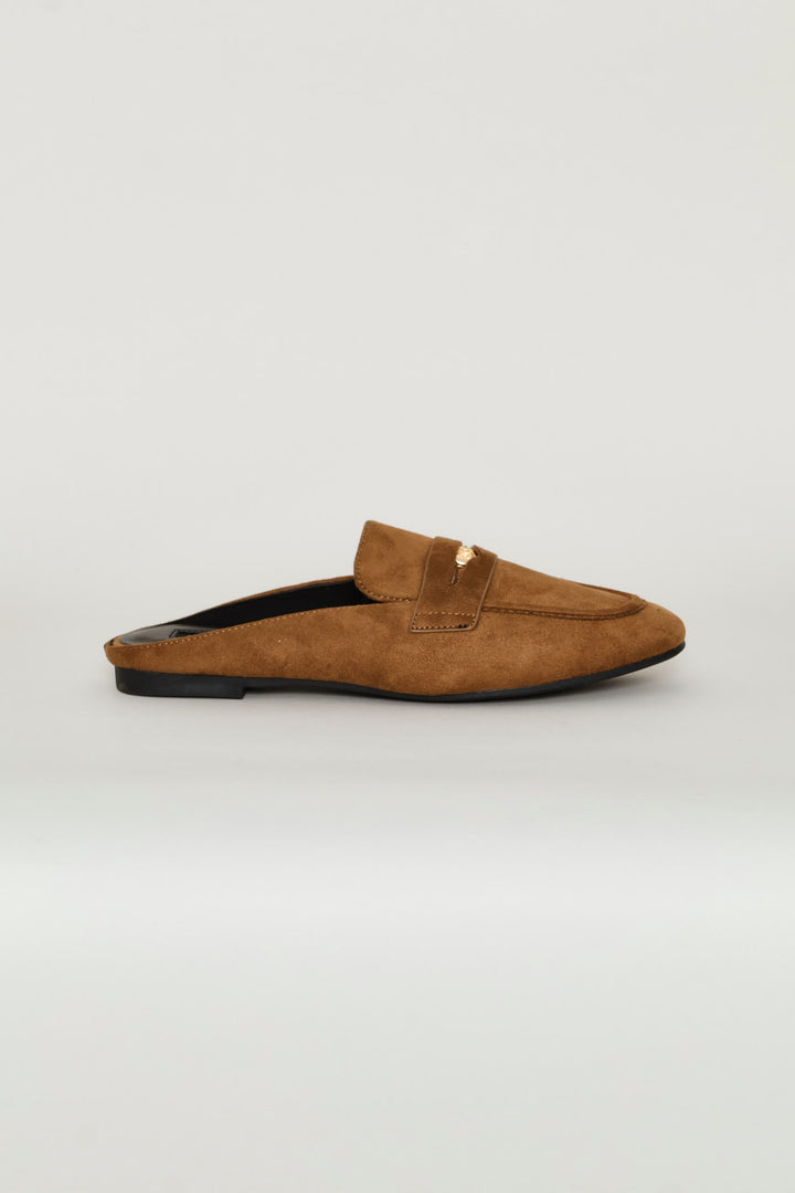 Trim Detail Microfibre Mule Loafer - Tan