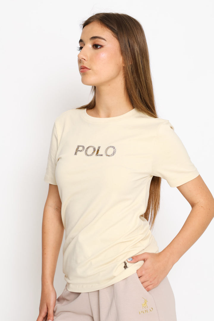 Aria Embelished T-Shirt - Oatmeal