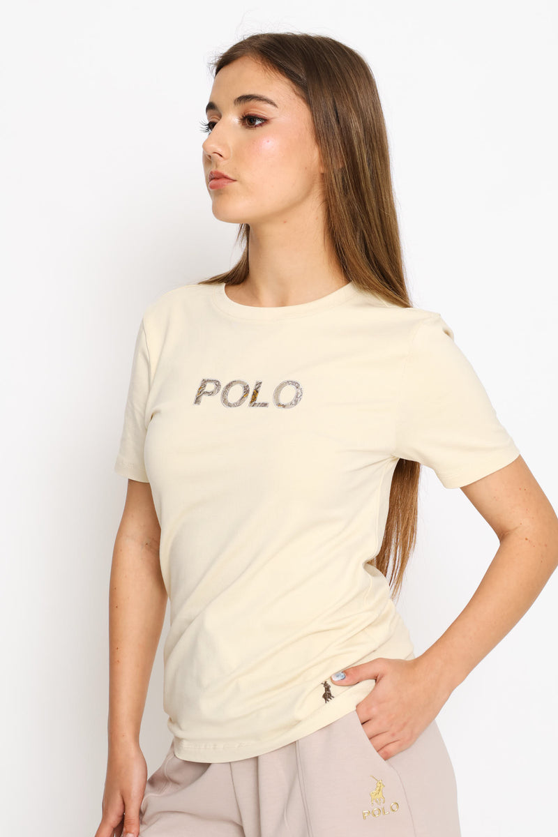 Aria Embelished T-Shirt - Oatmeal