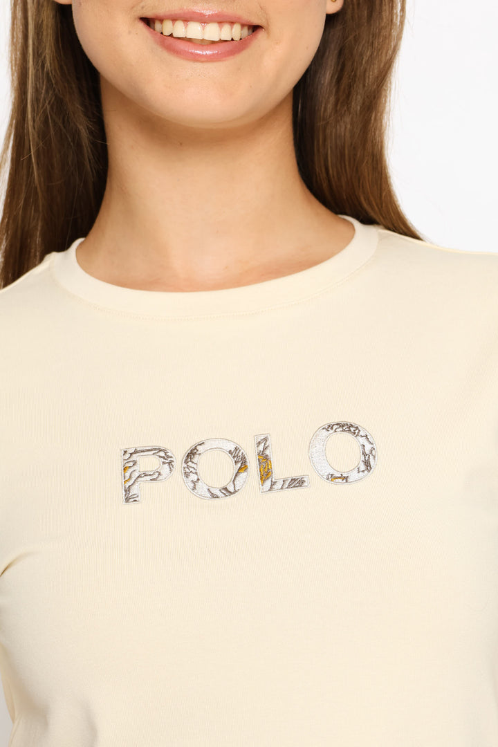 Aria Embelished T-Shirt - Oatmeal