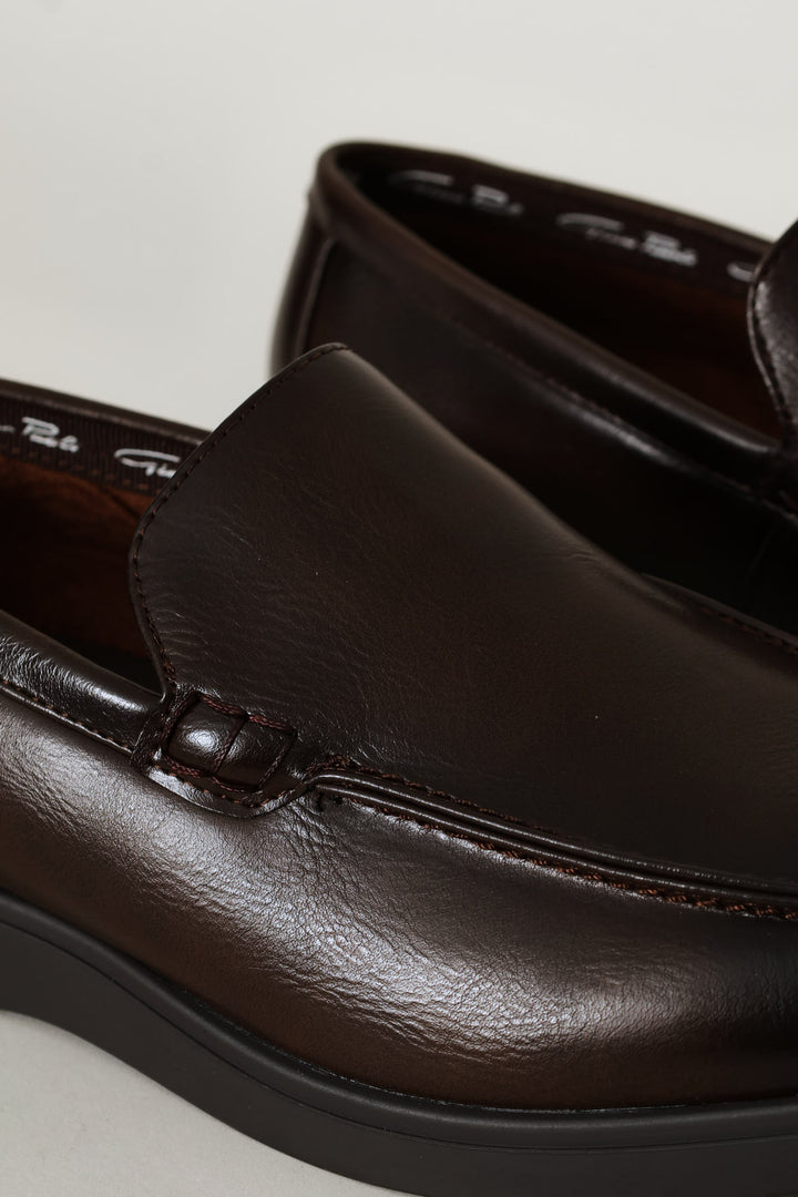 Smart Casual Plain Upper Loafer - Brown