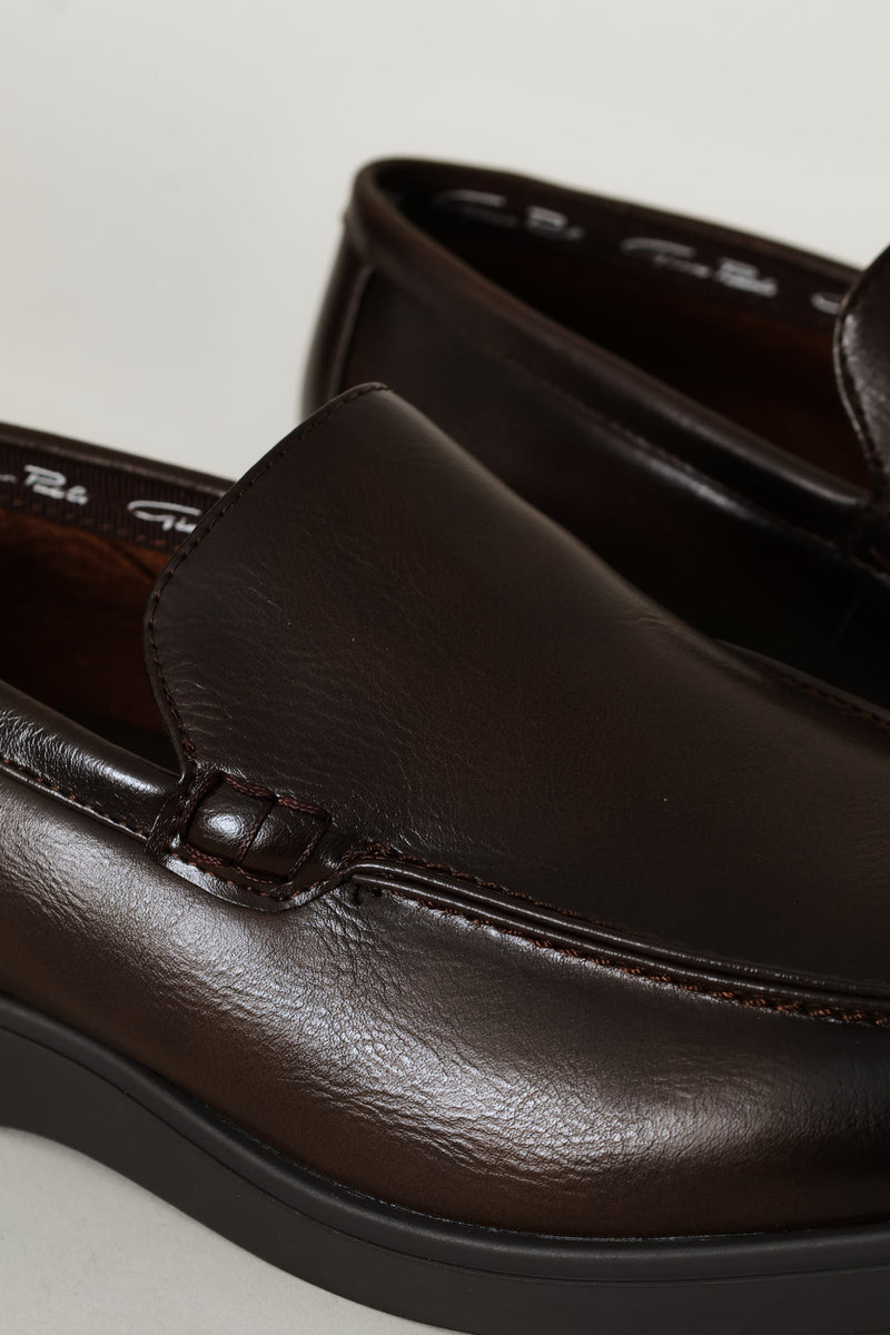 Smart Casual Plain Upper Loafer - Brown