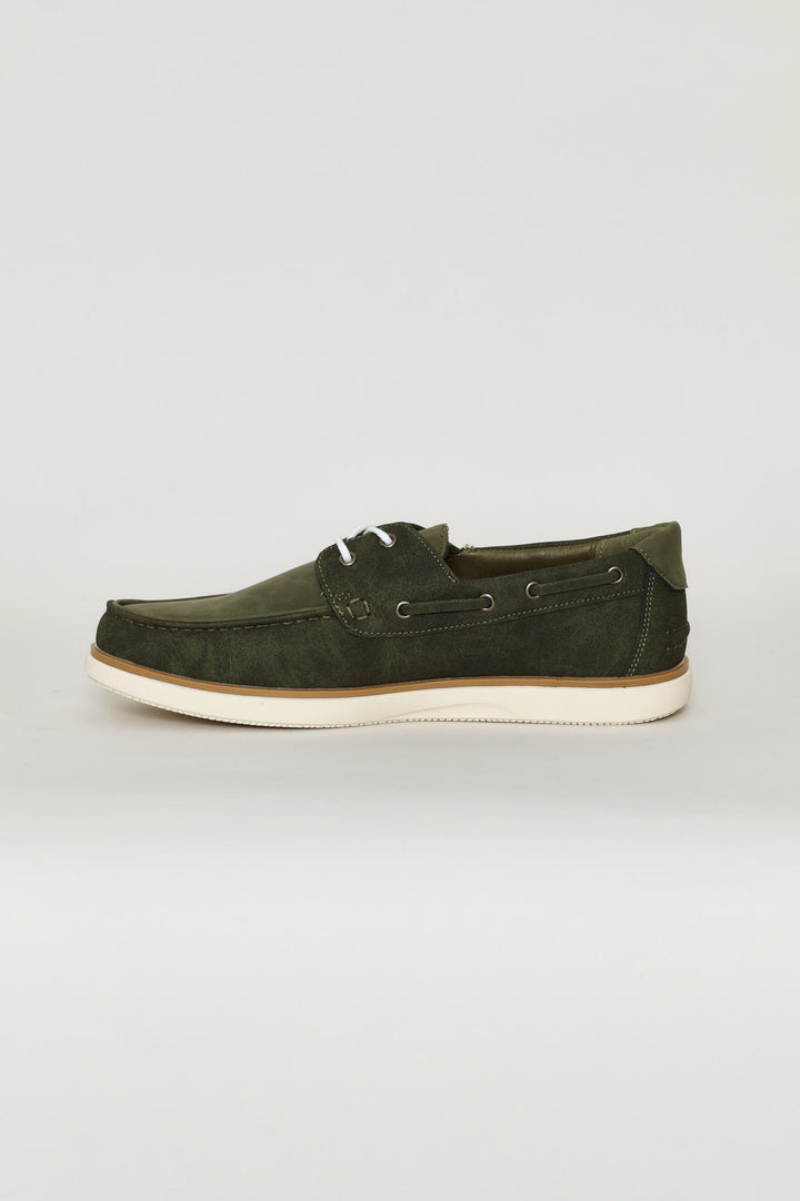 Lace Up Docksider - Olive