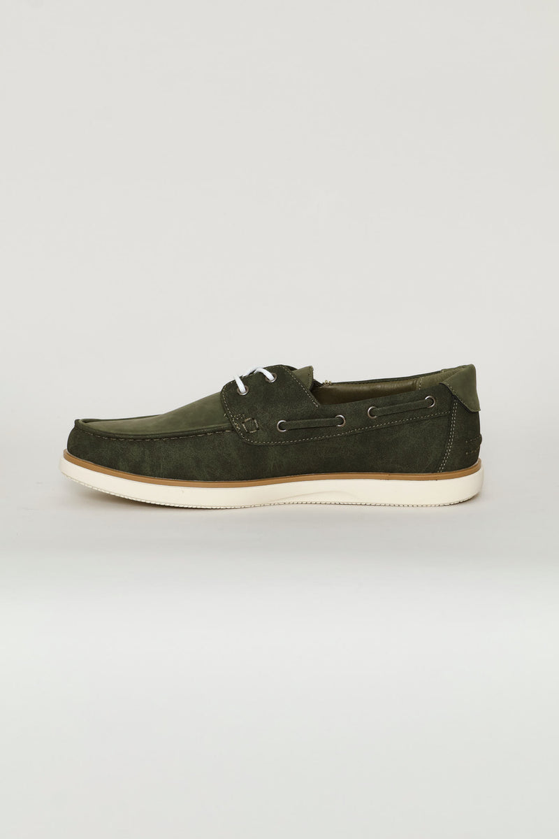 Lace Up Docksider - Olive
