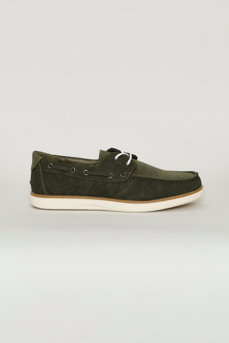 Lace Up Docksider - Olive
