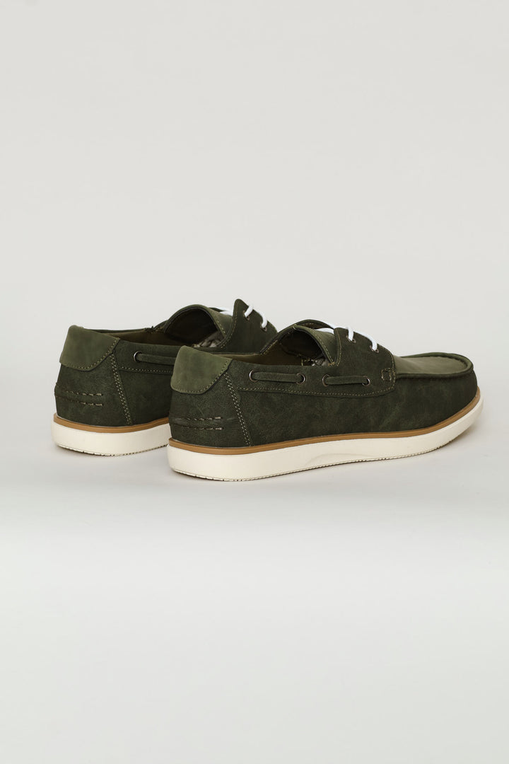 Lace Up Docksider - Olive