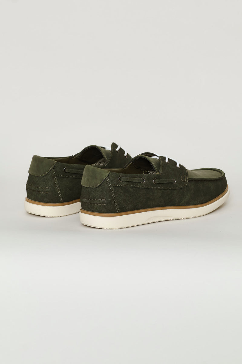 Lace Up Docksider - Olive