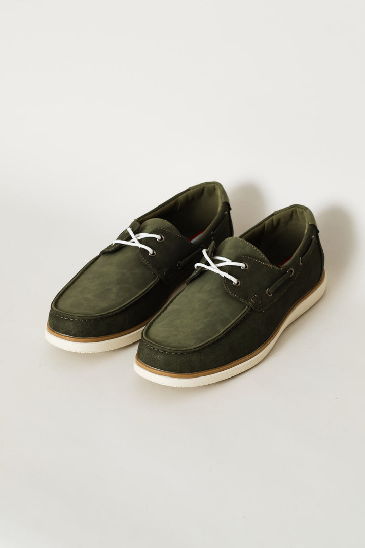 Lace Up Docksider - Olive