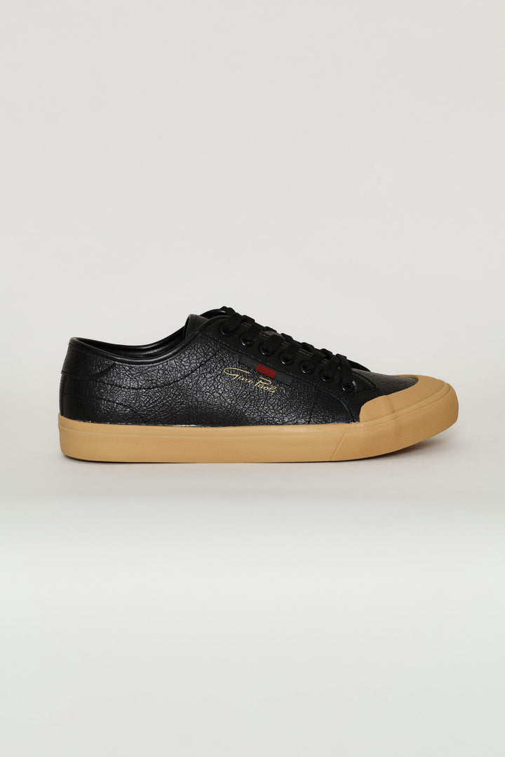 Lace Up Sneaker With Gum Sole - Black