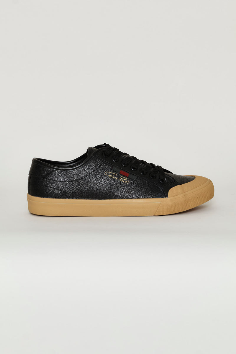 Lace Up Sneaker With Gum Sole - Black