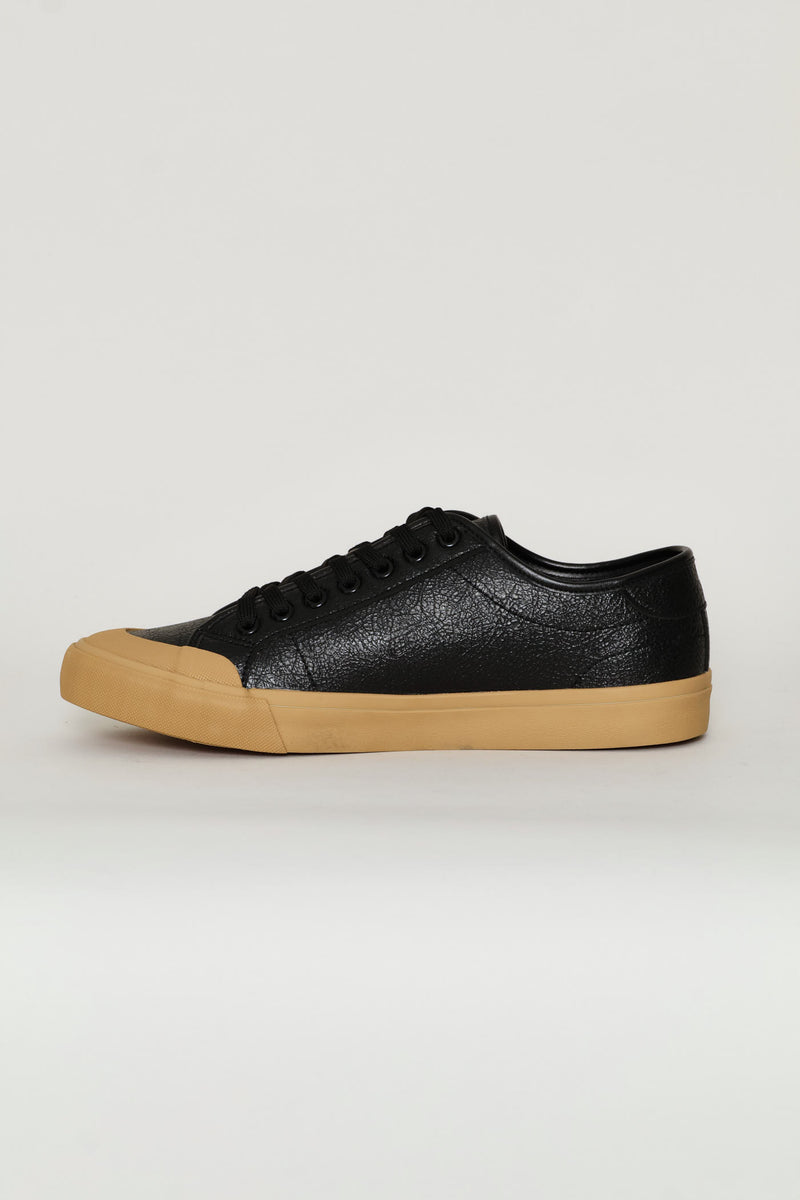Lace Up Sneaker With Gum Sole - Black