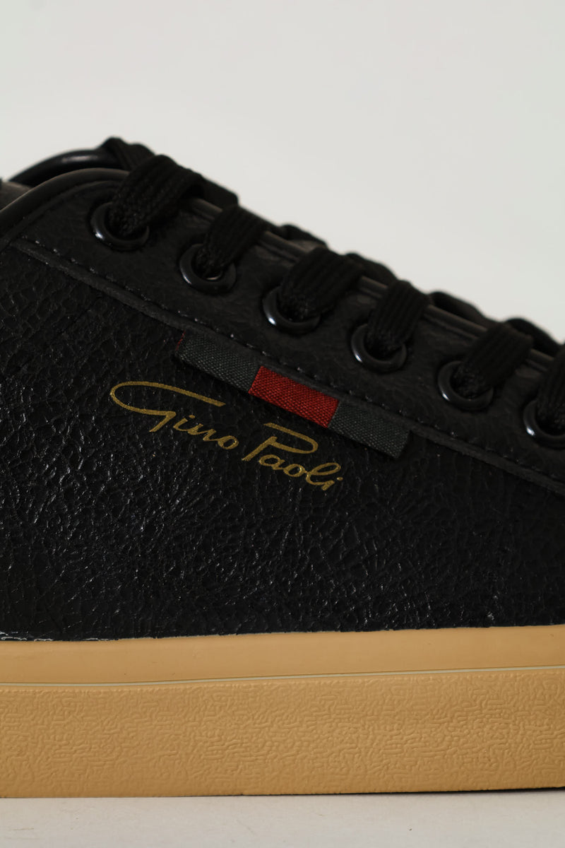 Lace Up Sneaker With Gum Sole - Black