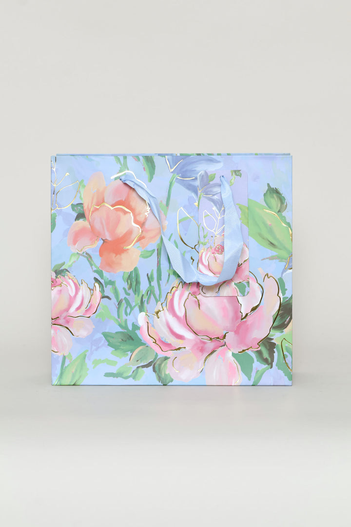 Gold Foil Floral Watercolour Gift Bag - Light Purple