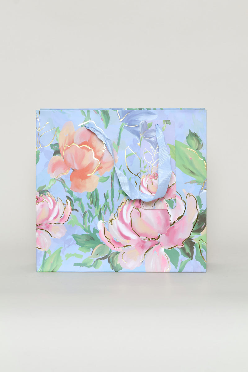 Gold Foil Floral Watercolour Gift Bag - Light Purple
